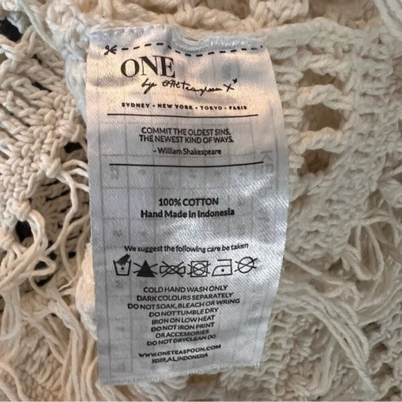 One Teaspoon Husk Bodice Crochet Halter Top Cropped with Fringe Sz S - Picture 11 of 12